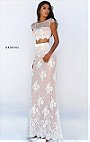 Sherri Hill 50334 Two Piece Ivory/Nude 2016 Cap Sleeves Lace Applique Patterned Long Evening Dresses